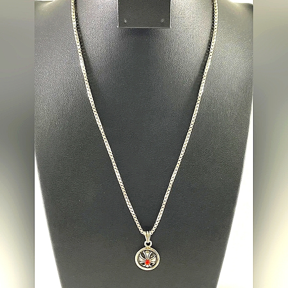 19.1g Sterling Silver box chain 19.75" w free pendant. Beautiful 925 chain 2mm - Picture 8 of 14